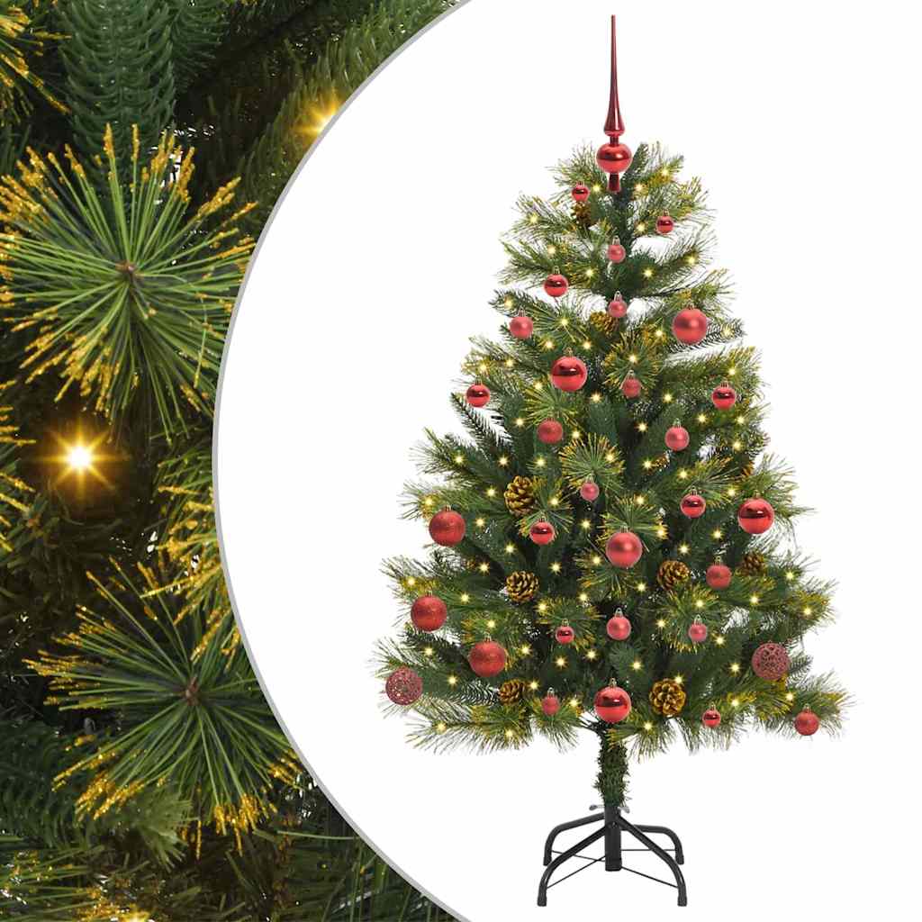 Künstlicher Klapp-Weihnachtsbaum mit Tannenzapfen Grün 150 cm