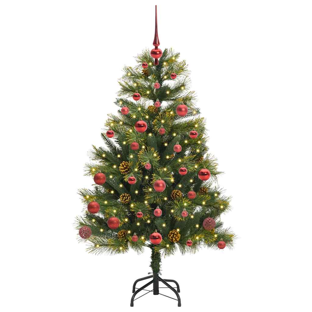 Künstlicher Klapp-Weihnachtsbaum mit Tannenzapfen Grün 150 cm