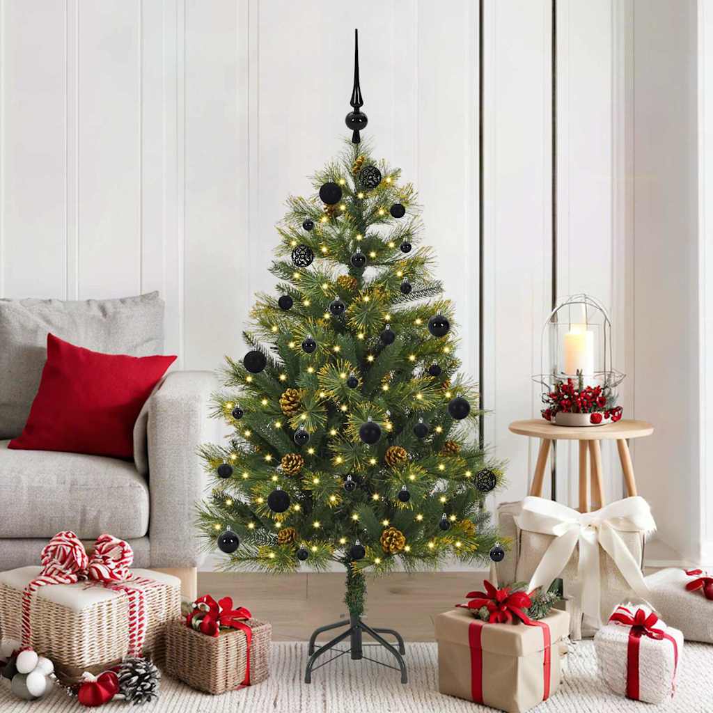 Künstlicher Klapp-Weihnachtsbaum mit Tannenzapfen Grün 150 cm