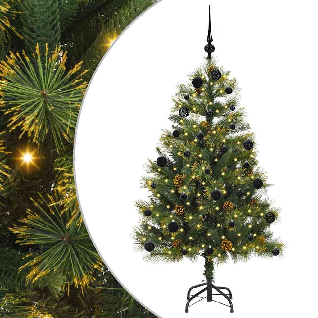 Künstlicher Klapp-Weihnachtsbaum mit Tannenzapfen Grün 150 cm