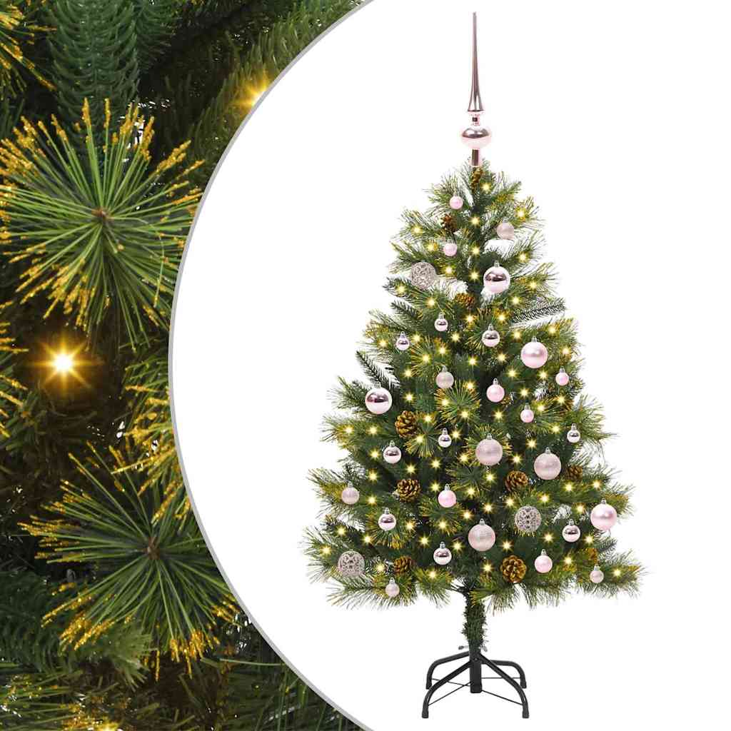 Künstlicher Klapp-Weihnachtsbaum mit Tannenzapfen Grün 150 cm