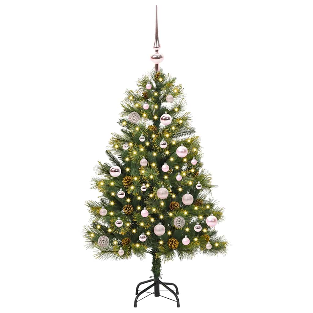 Künstlicher Klapp-Weihnachtsbaum mit Tannenzapfen Grün 150 cm
