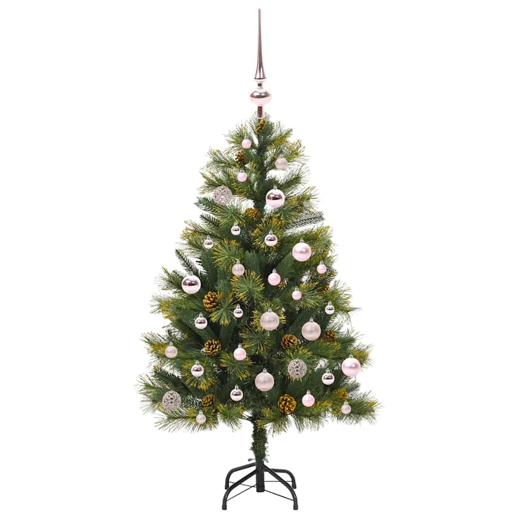 Künstlicher Klapp-Weihnachtsbaum mit Tannenzapfen Grün 150 cm