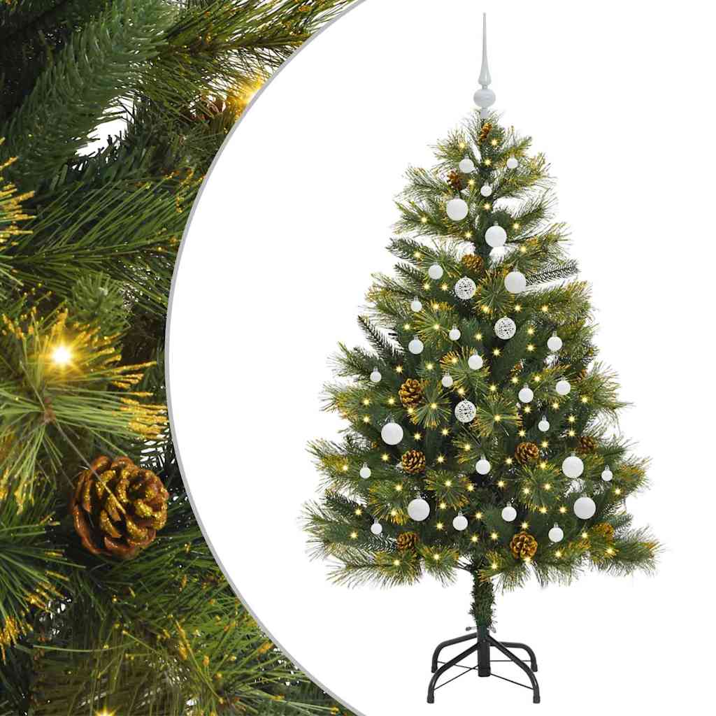 Künstlicher Klapp-Weihnachtsbaum mit Tannenzapfen Grün 150 cm