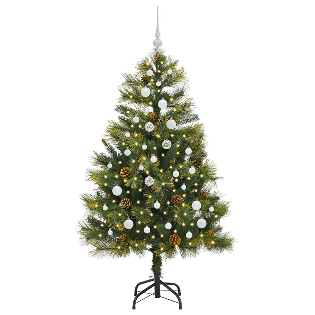 Künstlicher Klapp-Weihnachtsbaum mit Tannenzapfen Grün 150 cm