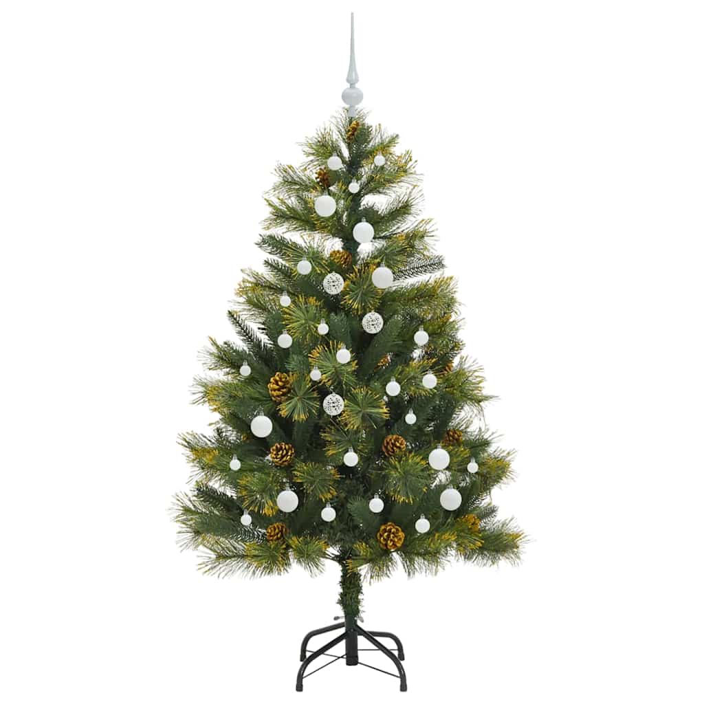 Künstlicher Klapp-Weihnachtsbaum mit Tannenzapfen Grün 150 cm