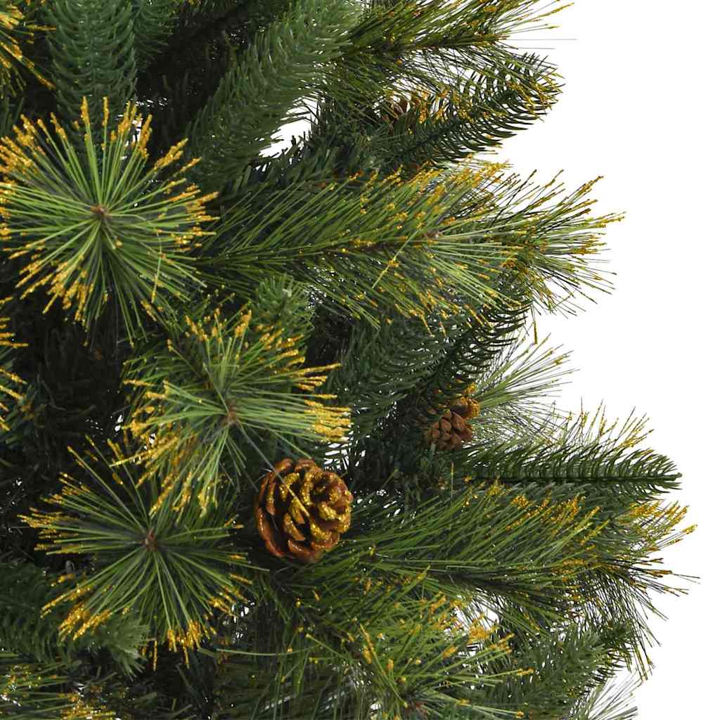 Künstlicher Klapp-Weihnachtsbaum mit Tannenzapfen Grün 150 cm