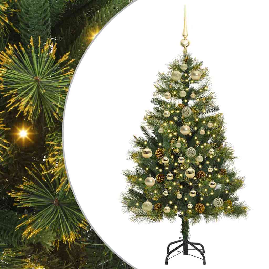 Künstlicher Klapp-Weihnachtsbaum mit Tannenzapfen Grün 150 cm
