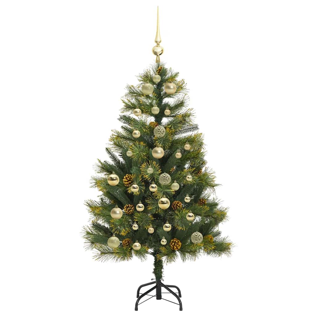 Künstlicher Klapp-Weihnachtsbaum mit Tannenzapfen Grün 150 cm