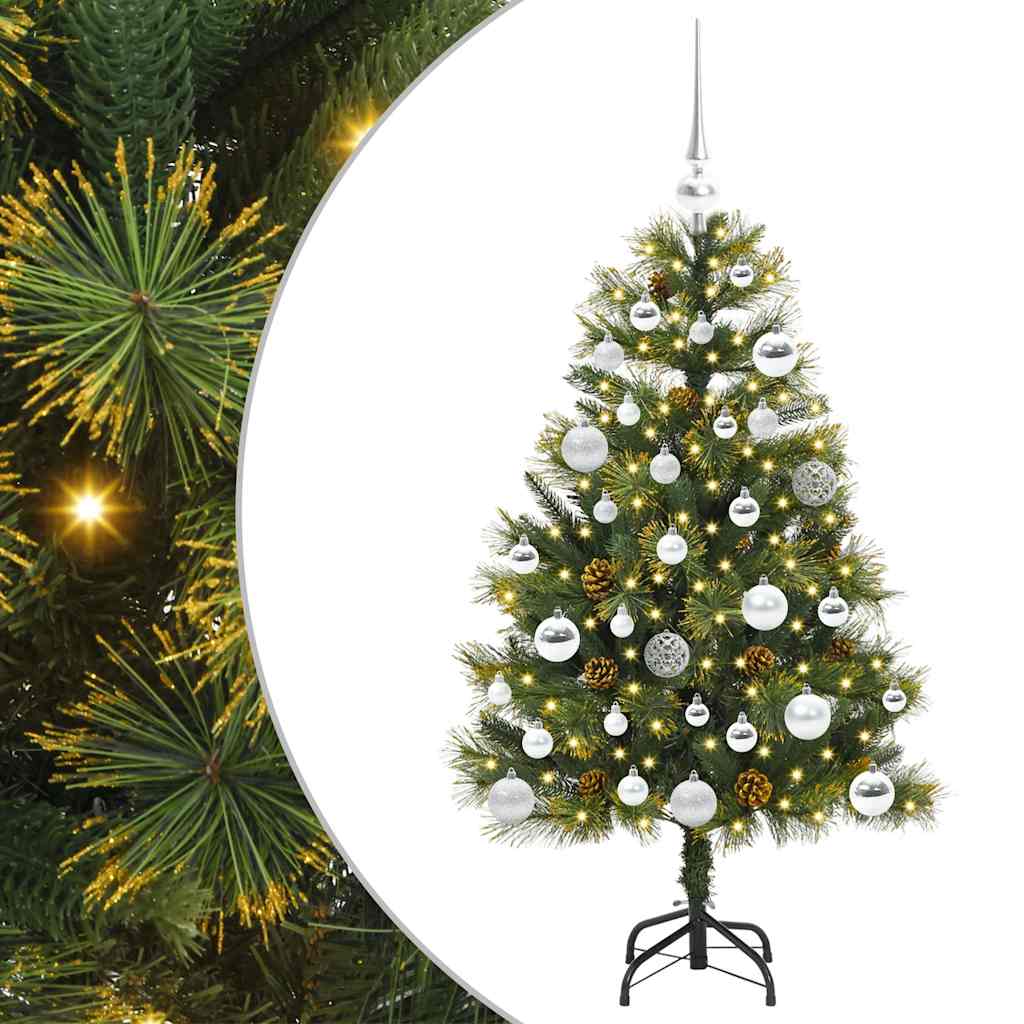 Künstlicher Klapp-Weihnachtsbaum mit Tannenzapfen Grün 150 cm