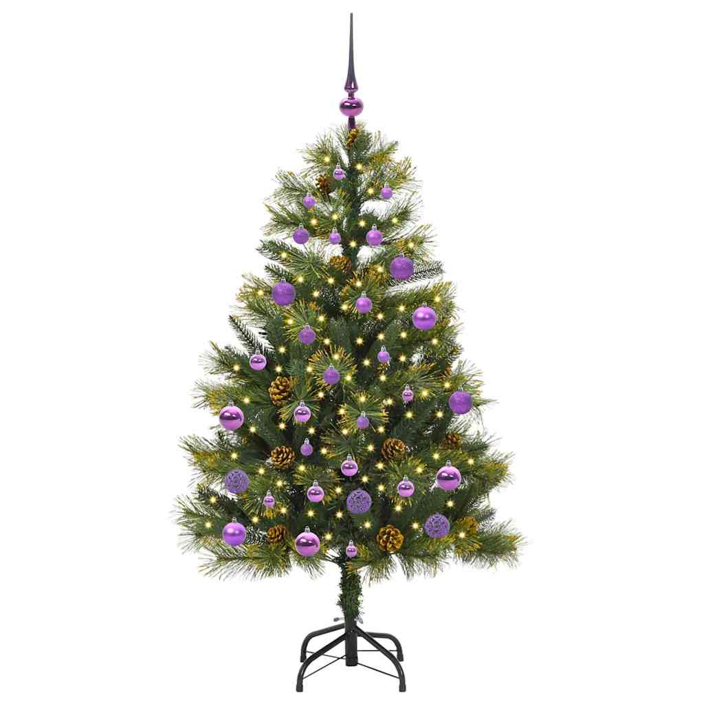 Künstlicher Klapp-Weihnachtsbaum mit Tannenzapfen Grün 150 cm
