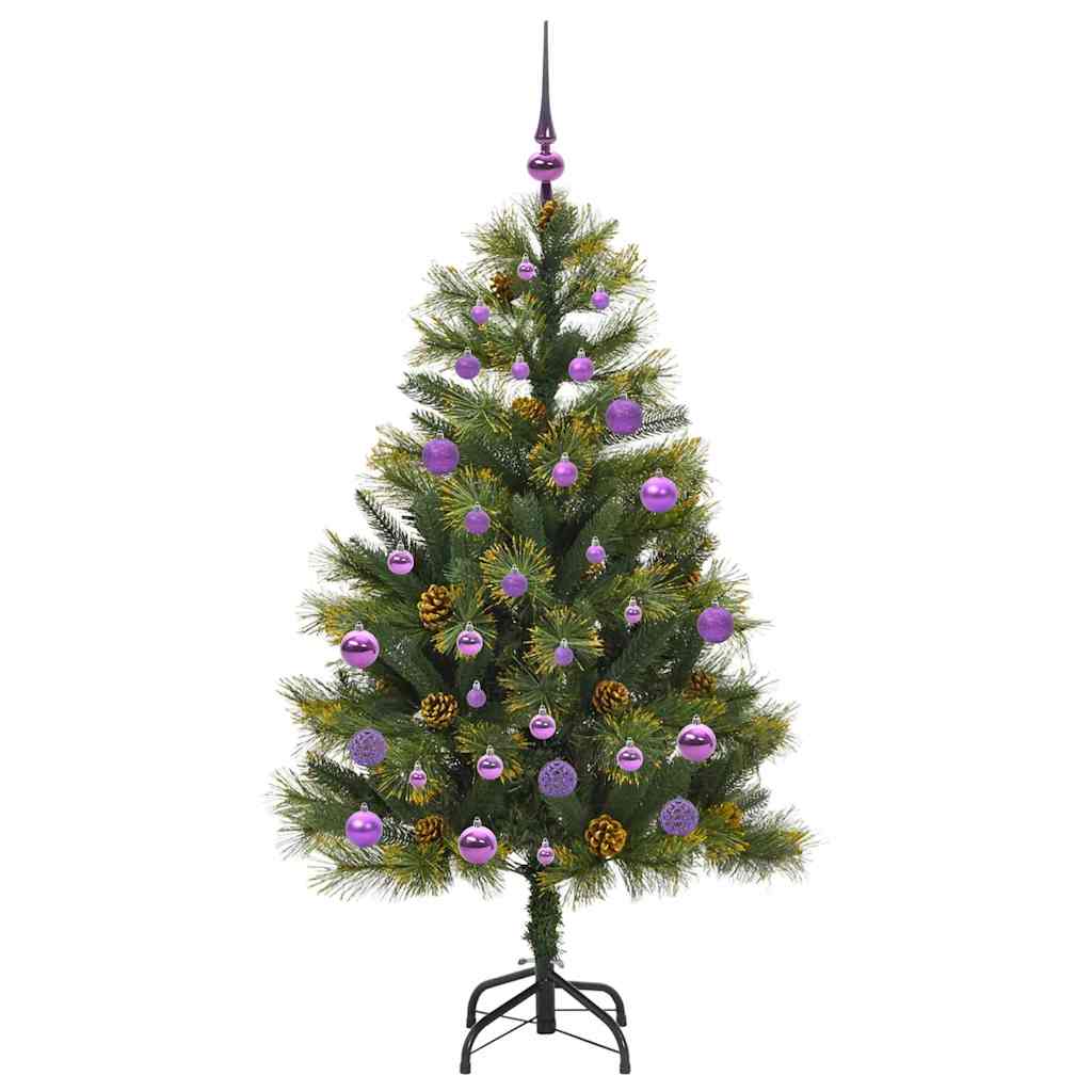 Künstlicher Klapp-Weihnachtsbaum mit Tannenzapfen Grün 150 cm