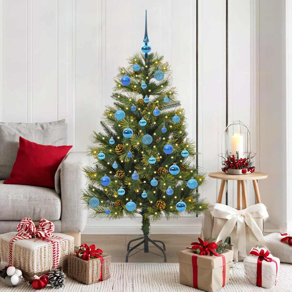 Künstlicher Klapp-Weihnachtsbaum mit Tannenzapfen Grün 150 cm