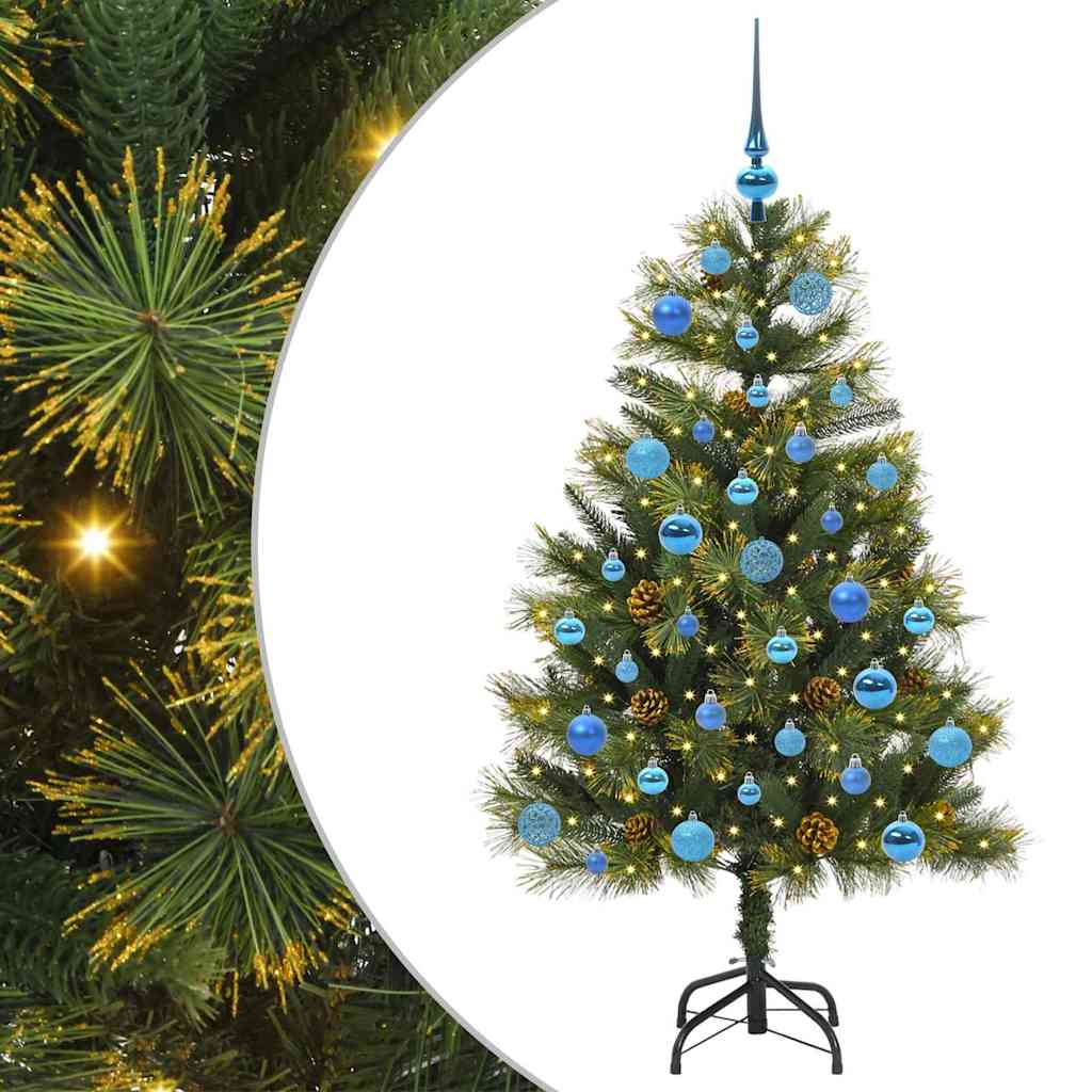 Künstlicher Klapp-Weihnachtsbaum mit Tannenzapfen Grün 150 cm