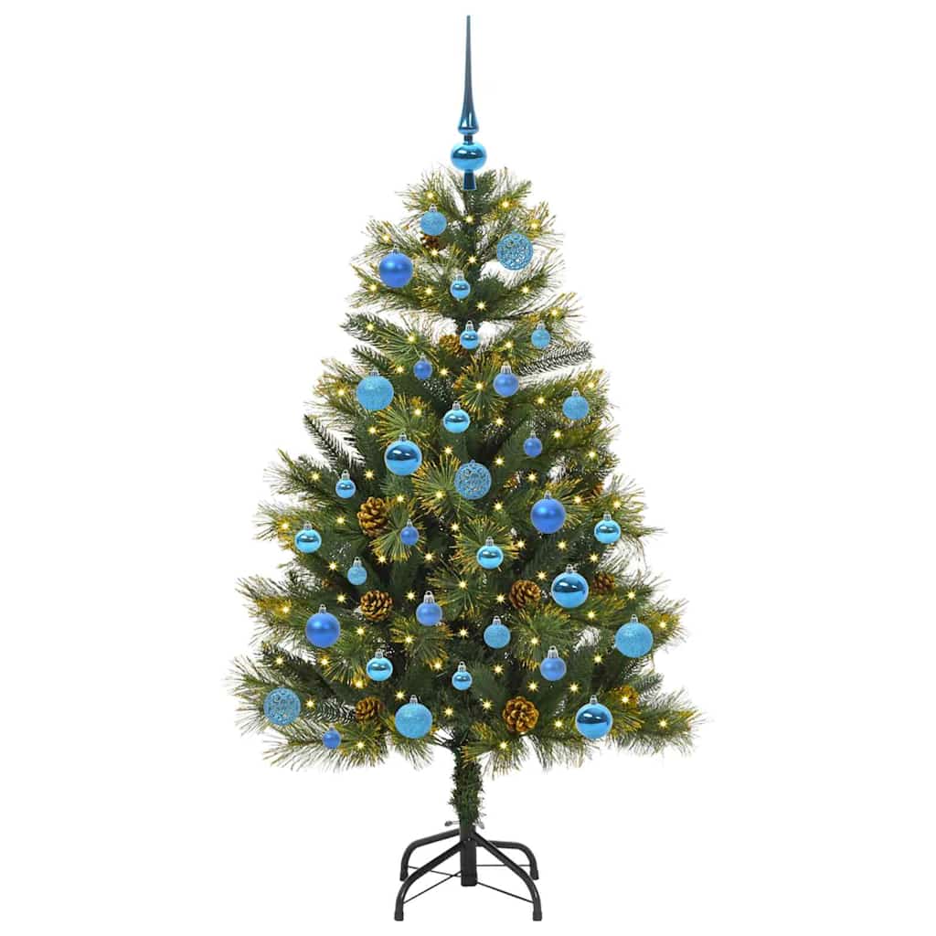 Künstlicher Klapp-Weihnachtsbaum mit Tannenzapfen Grün 150 cm