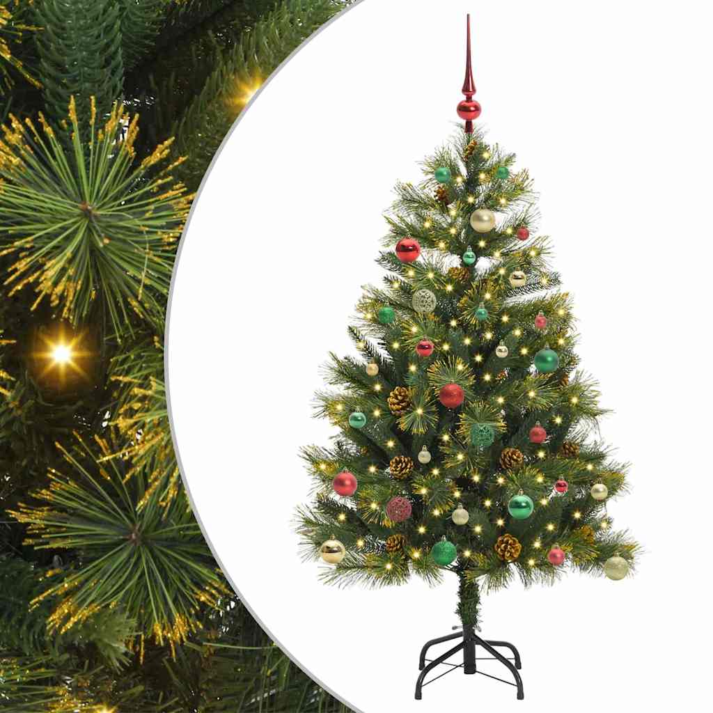 Künstlicher Klapp-Weihnachtsbaum mit Tannenzapfen Grün 150 cm