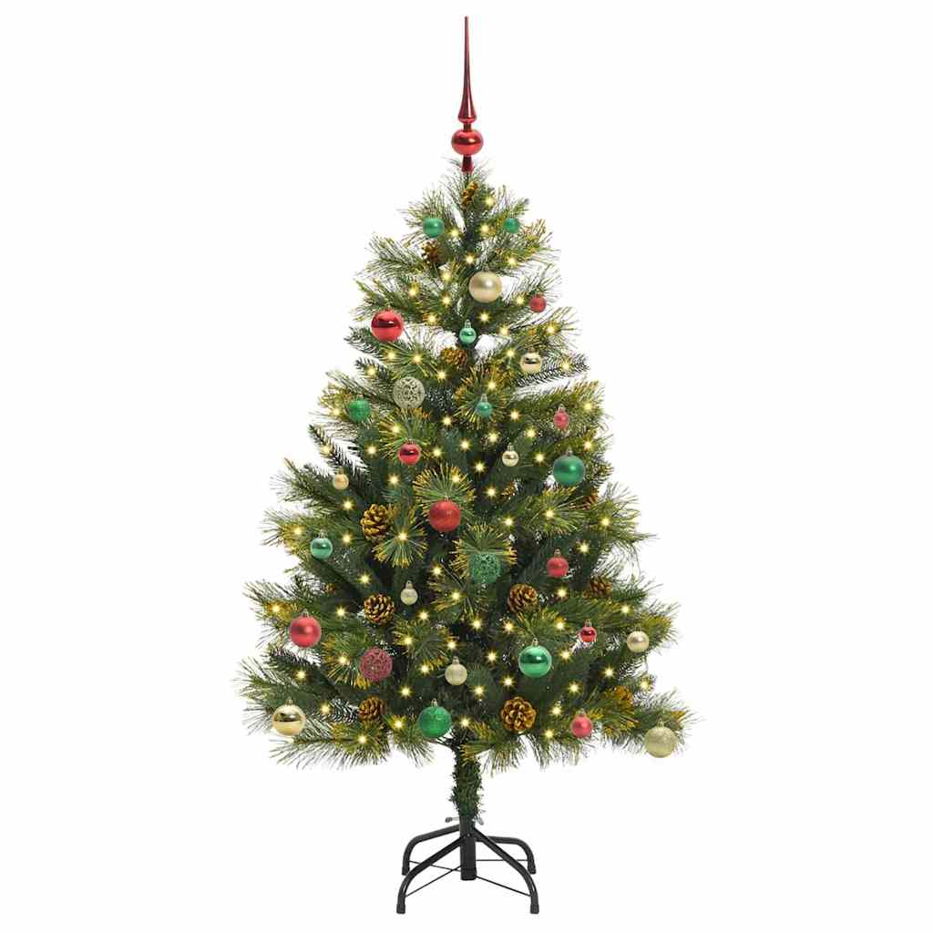 Künstlicher Klapp-Weihnachtsbaum mit Tannenzapfen Grün 150 cm