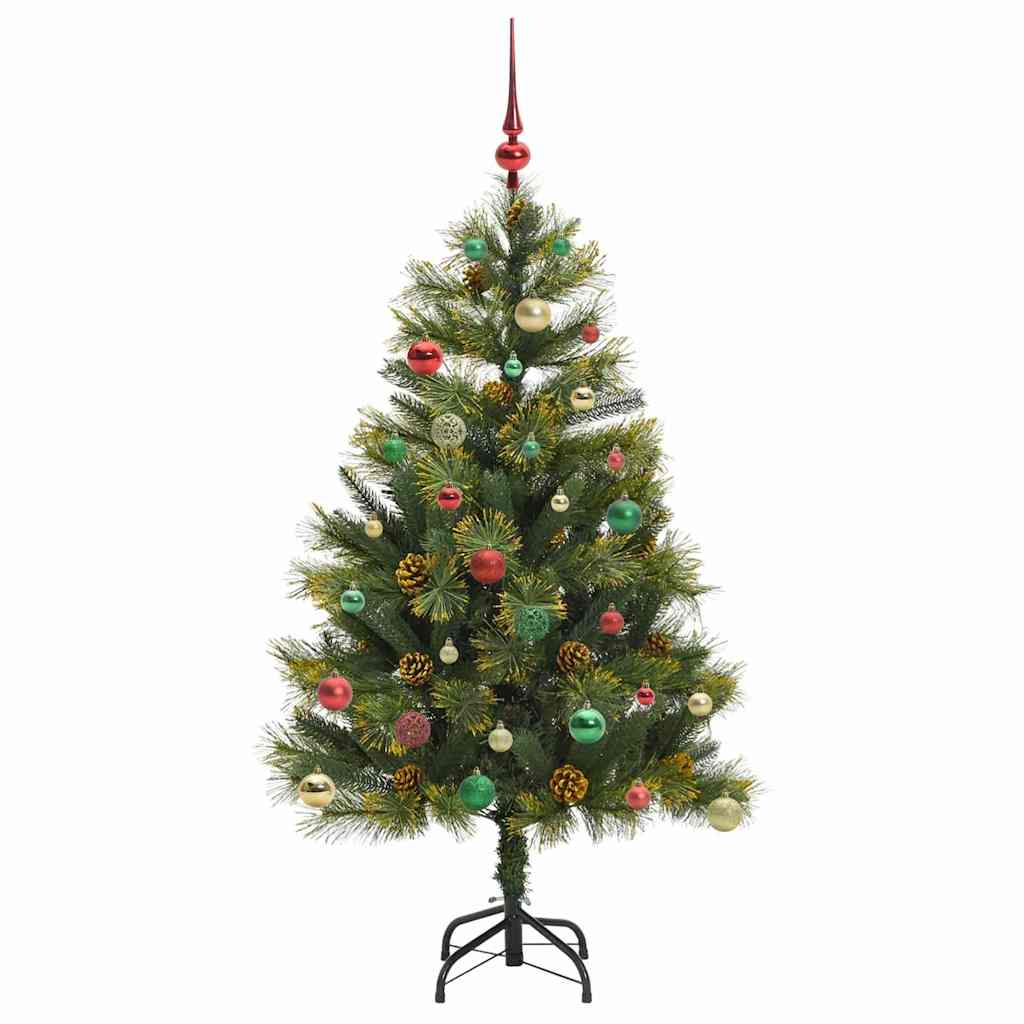 Künstlicher Klapp-Weihnachtsbaum mit Tannenzapfen Grün 150 cm