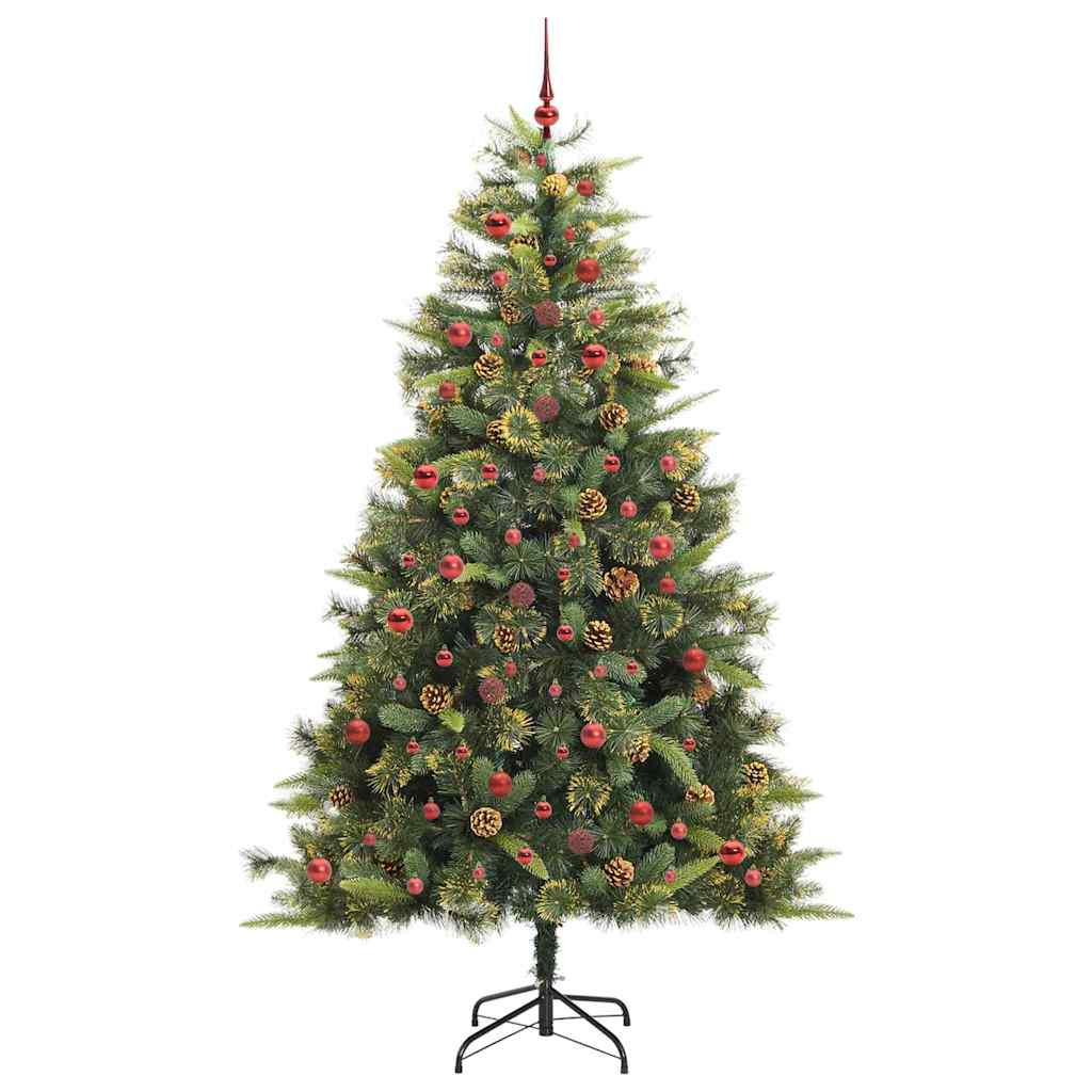 Künstlicher Klapp-Weihnachtsbaum mit Tannenzapfen Grün 240 cm