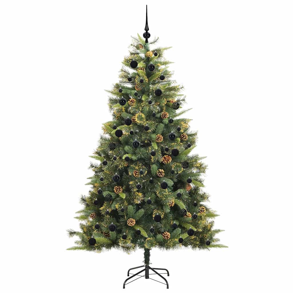 Künstlicher Klapp-Weihnachtsbaum mit Tannenzapfen Grün 240 cm