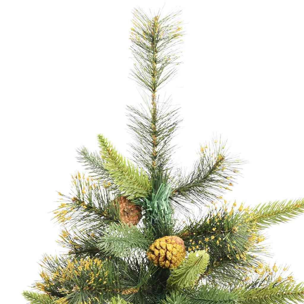 Künstlicher Klapp-Weihnachtsbaum mit Tannenzapfen Grün 240 cm