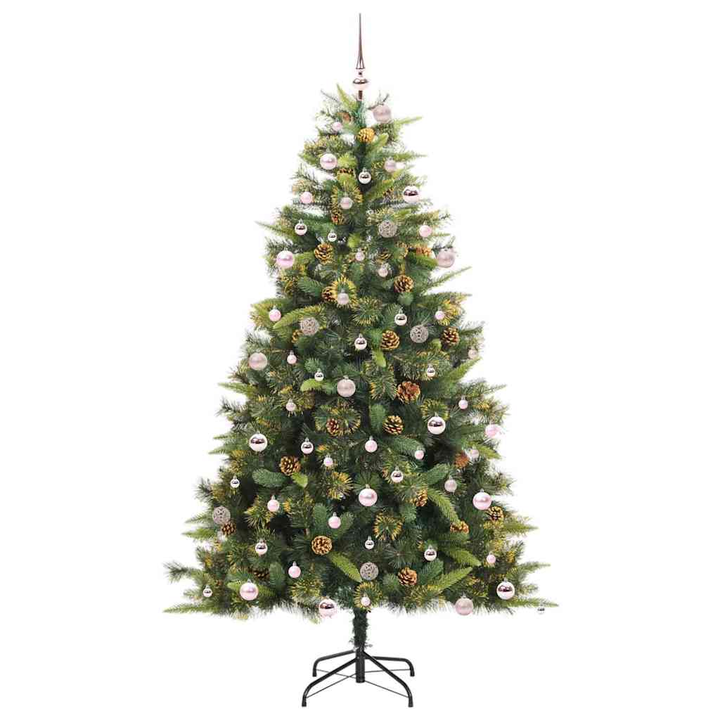 Künstlicher Klapp-Weihnachtsbaum mit Tannenzapfen Grün 240 cm