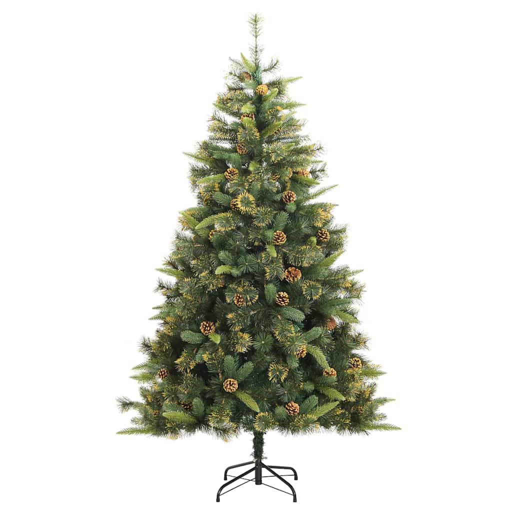 Künstlicher Klapp-Weihnachtsbaum mit Tannenzapfen Grün 240 cm