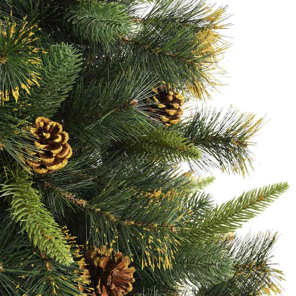 Künstlicher Klapp-Weihnachtsbaum mit Tannenzapfen Grün 240 cm