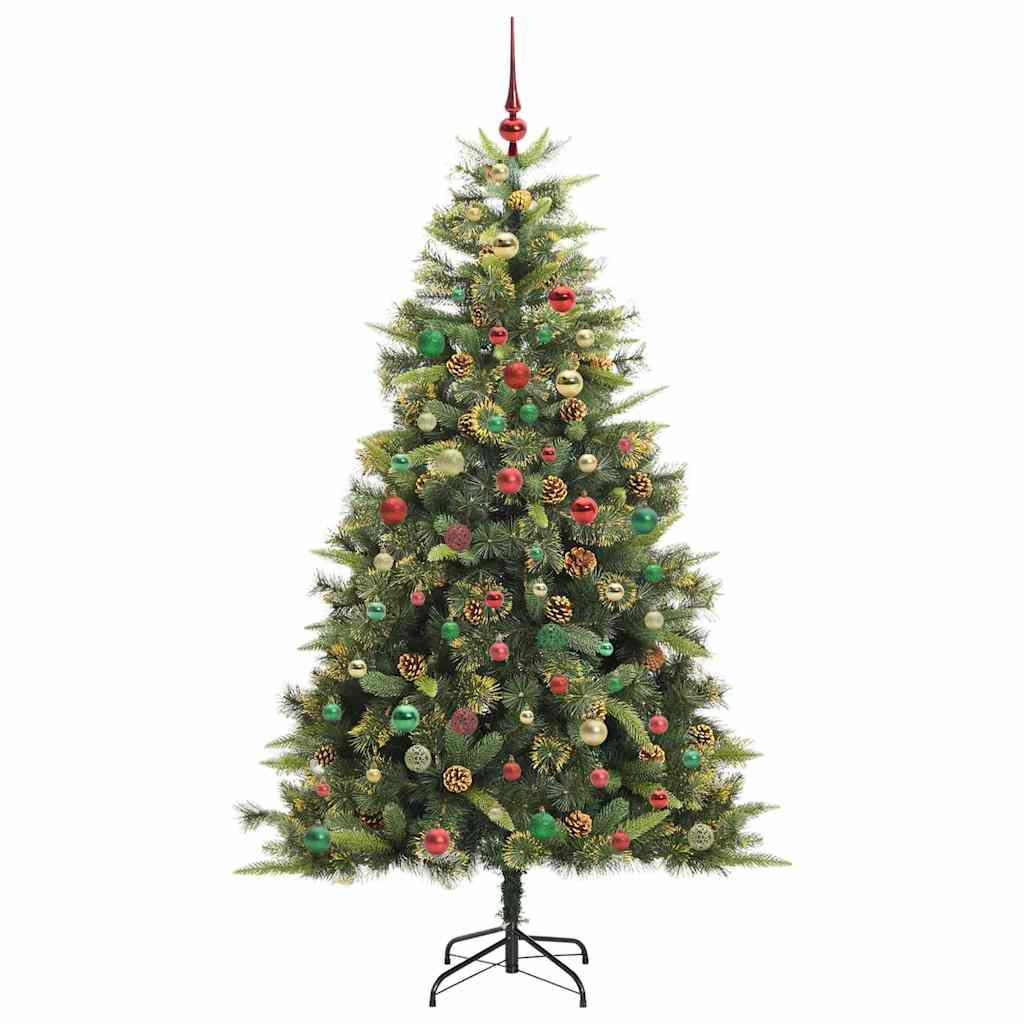 Künstlicher Klapp-Weihnachtsbaum mit Tannenzapfen Grün 240 cm