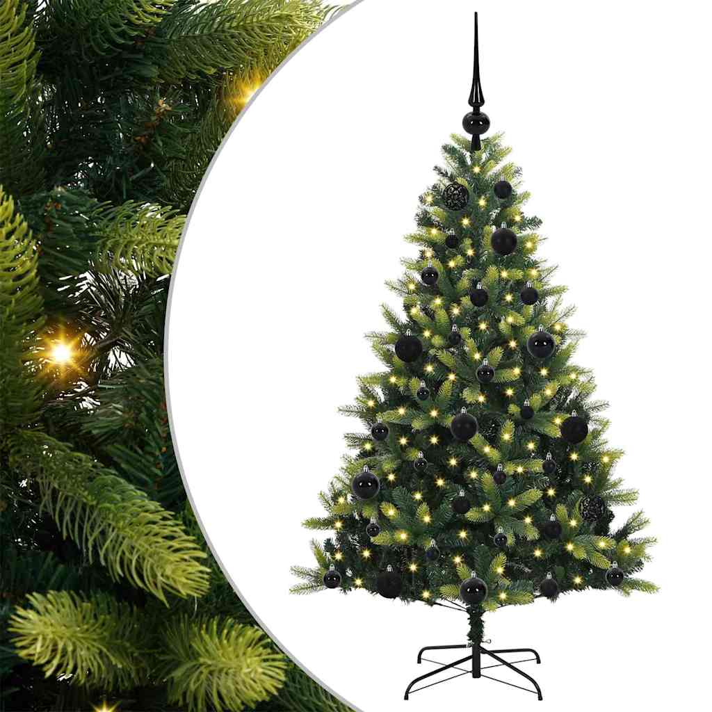 Künstlicher Klappbarer Weihnachtsbaum 150 LEDs Grün 120 cm