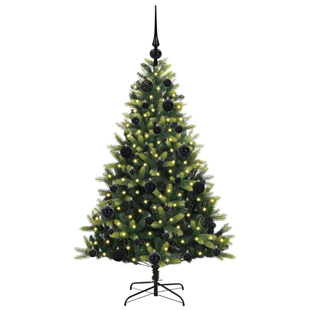 Künstlicher Klappbarer Weihnachtsbaum 150 LEDs Grün 120 cm