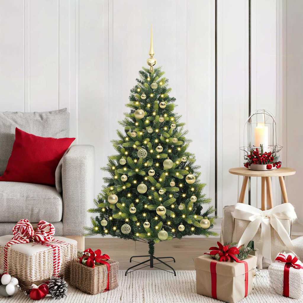 Künstlicher geflammter Weihnachtsbaum 150 LEDs Grün 120 cm