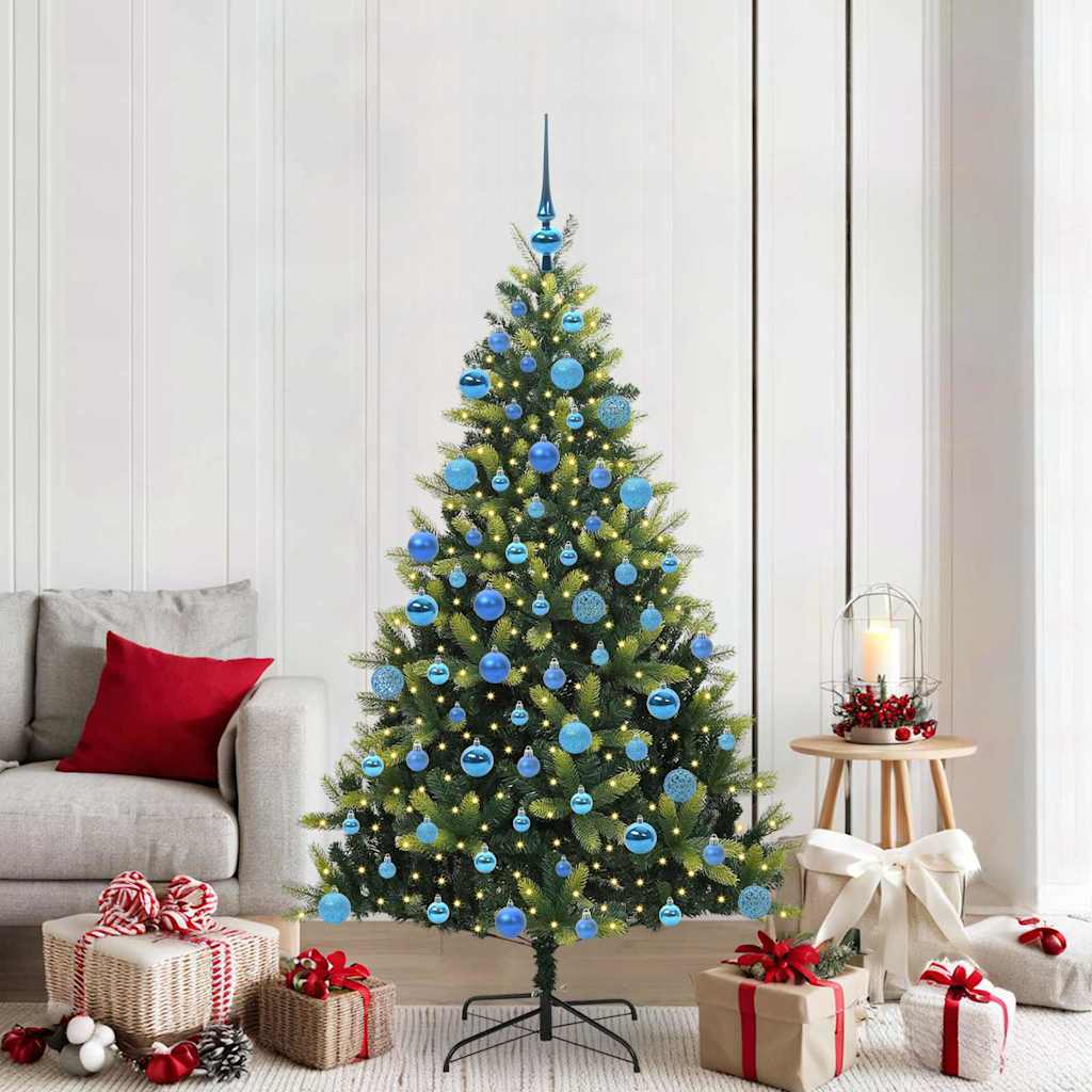 Künstlicher Klappbarer Weihnachtsbaum 300 LEDs Grün 180 cm