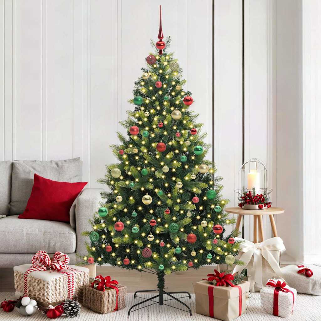 Künstlicher Klappbarer Weihnachtsbaum 300 LEDs Grün 180 cm