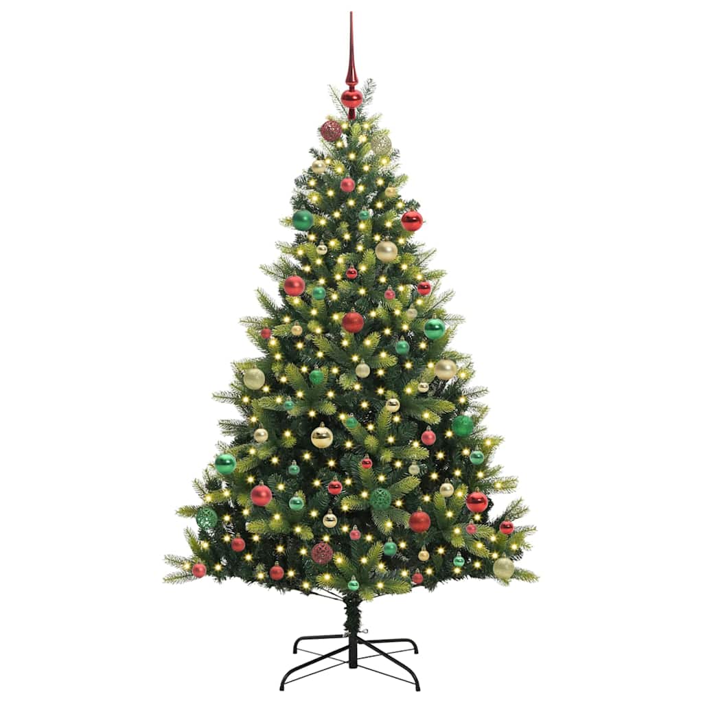 Künstlicher Klappbarer Weihnachtsbaum 300 LEDs Grün 180 cm