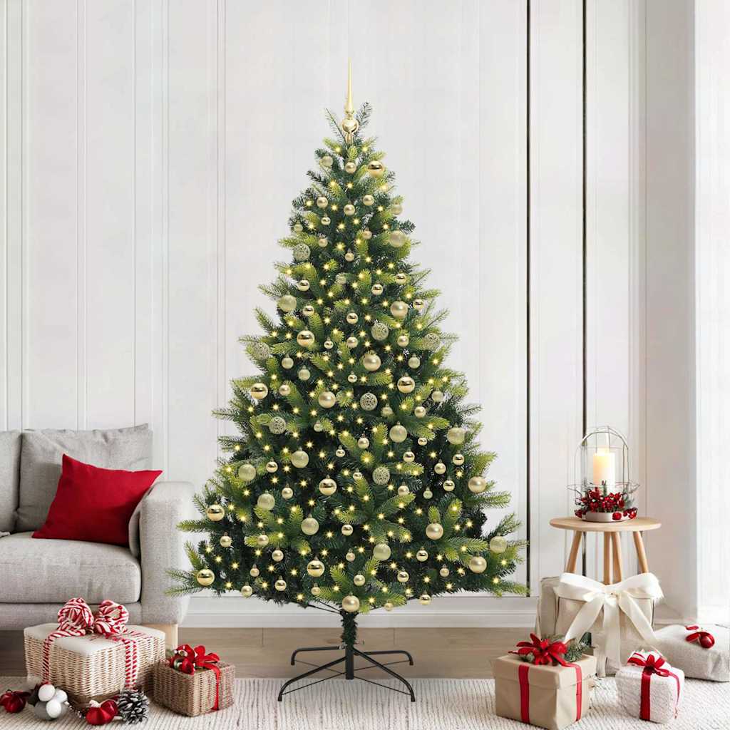 Künstlicher Klapp-Weihnachtsbaum mit 300 LEDs Grün 210 cm