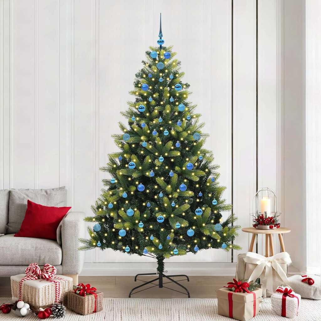 Künstlicher Klappbarer Weihnachtsbaum 300 LEDs Grün 210 cm