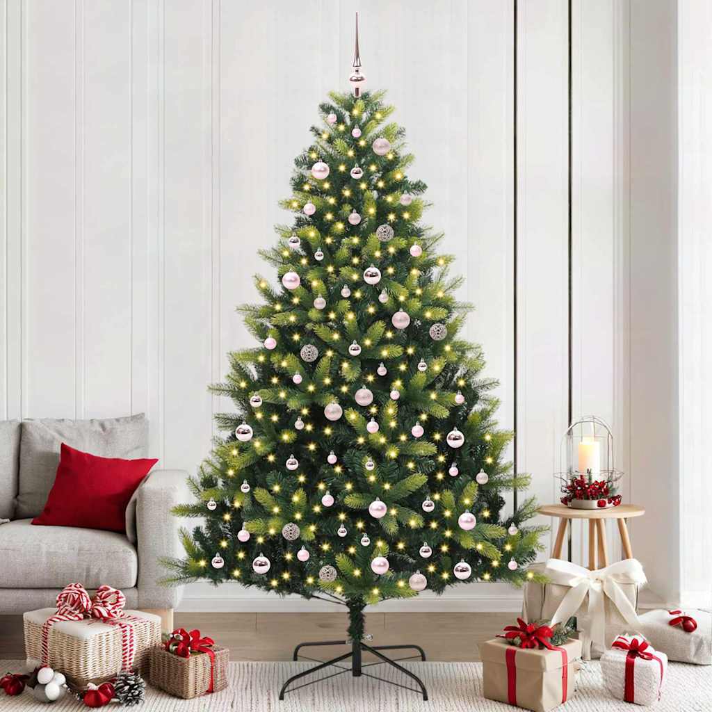 Künstlicher Klappbarer Weihnachtsbaum 300 LEDs Grün 240 cm