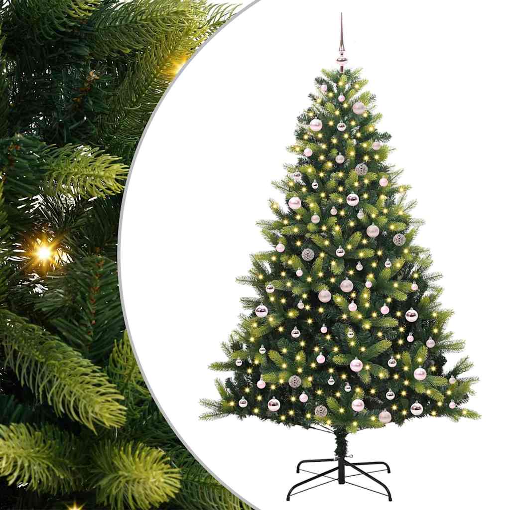 Künstlicher Klappbarer Weihnachtsbaum 300 LEDs Grün 240 cm