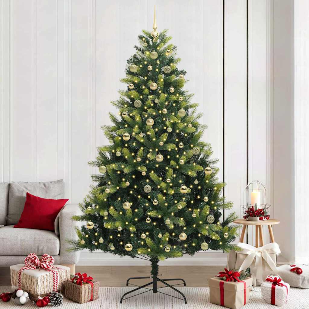 Künstlicher Klappbarer Weihnachtsbaum 300 LEDs Grün 240 cm
