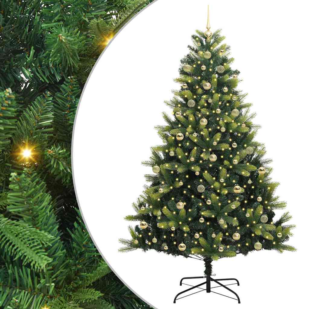Künstlicher Klappbarer Weihnachtsbaum 300 LEDs Grün 240 cm