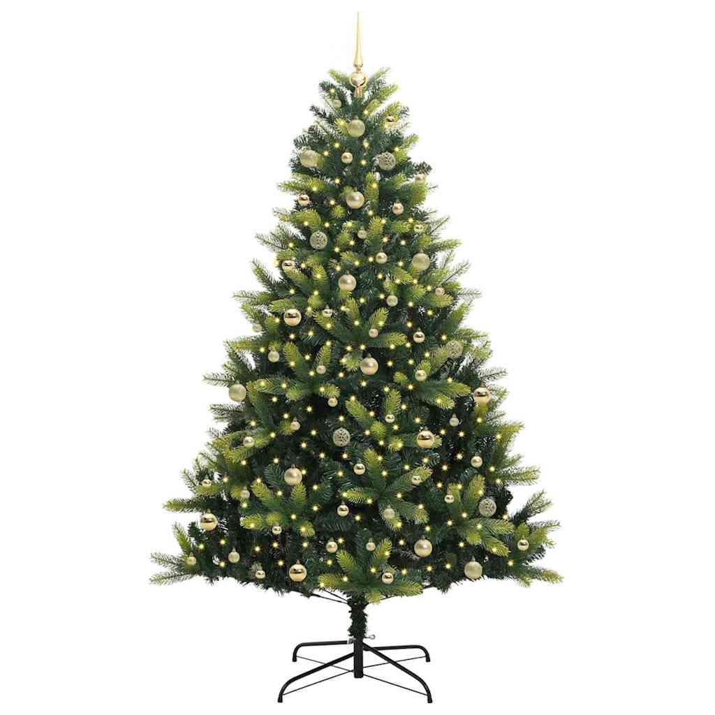Künstlicher Klappbarer Weihnachtsbaum 300 LEDs Grün 240 cm