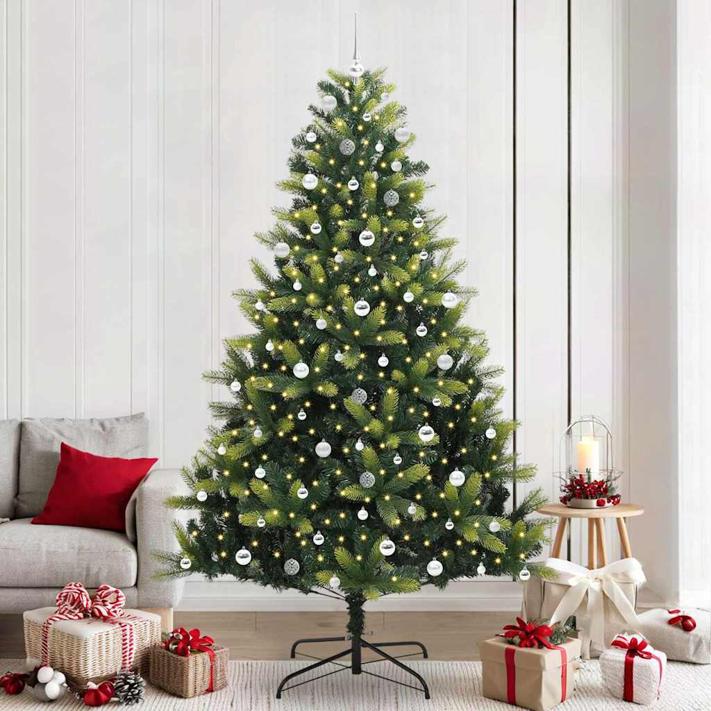 Künstlicher Klappbarer Weihnachtsbaum 300 LEDs Grün 240 cm
