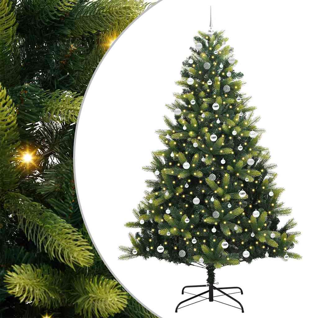 Künstlicher Klappbarer Weihnachtsbaum 300 LEDs Grün 240 cm