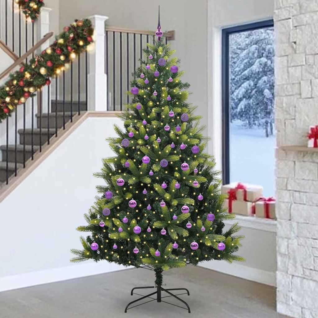 Künstlicher Klappbarer Weihnachtsbaum 300 LEDs Grün 240 cm