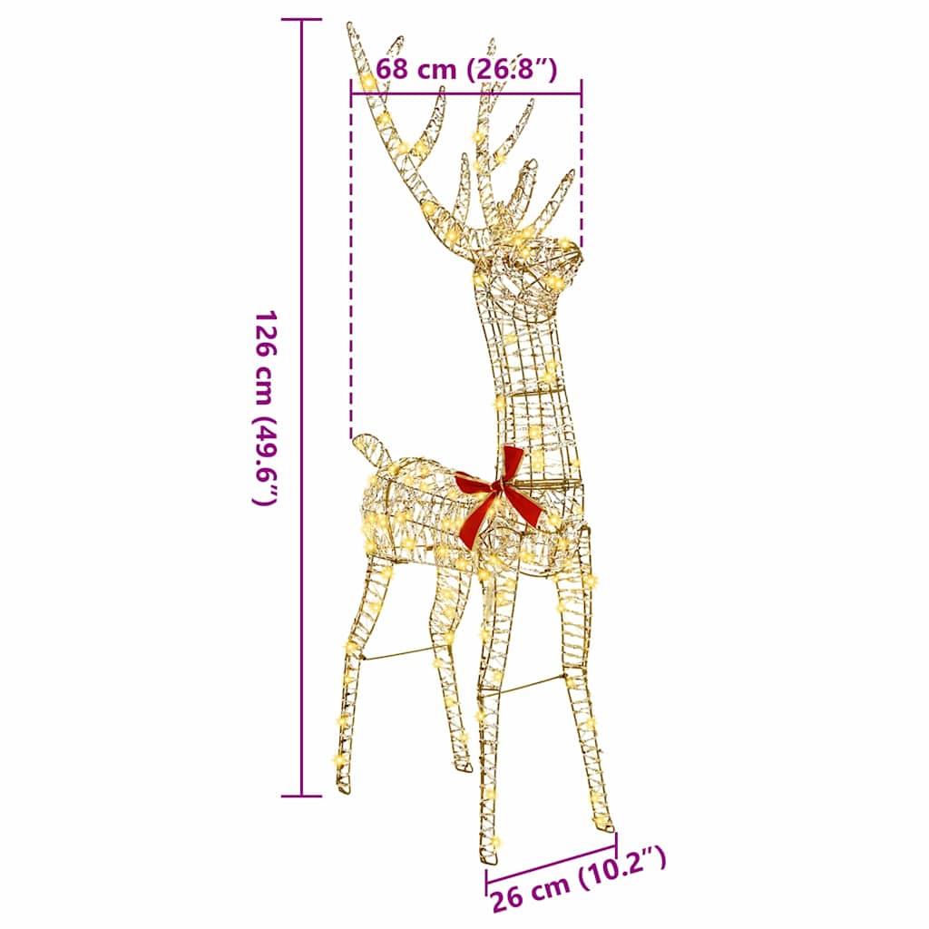 3D Rentier Warmweiß 128 cm PET