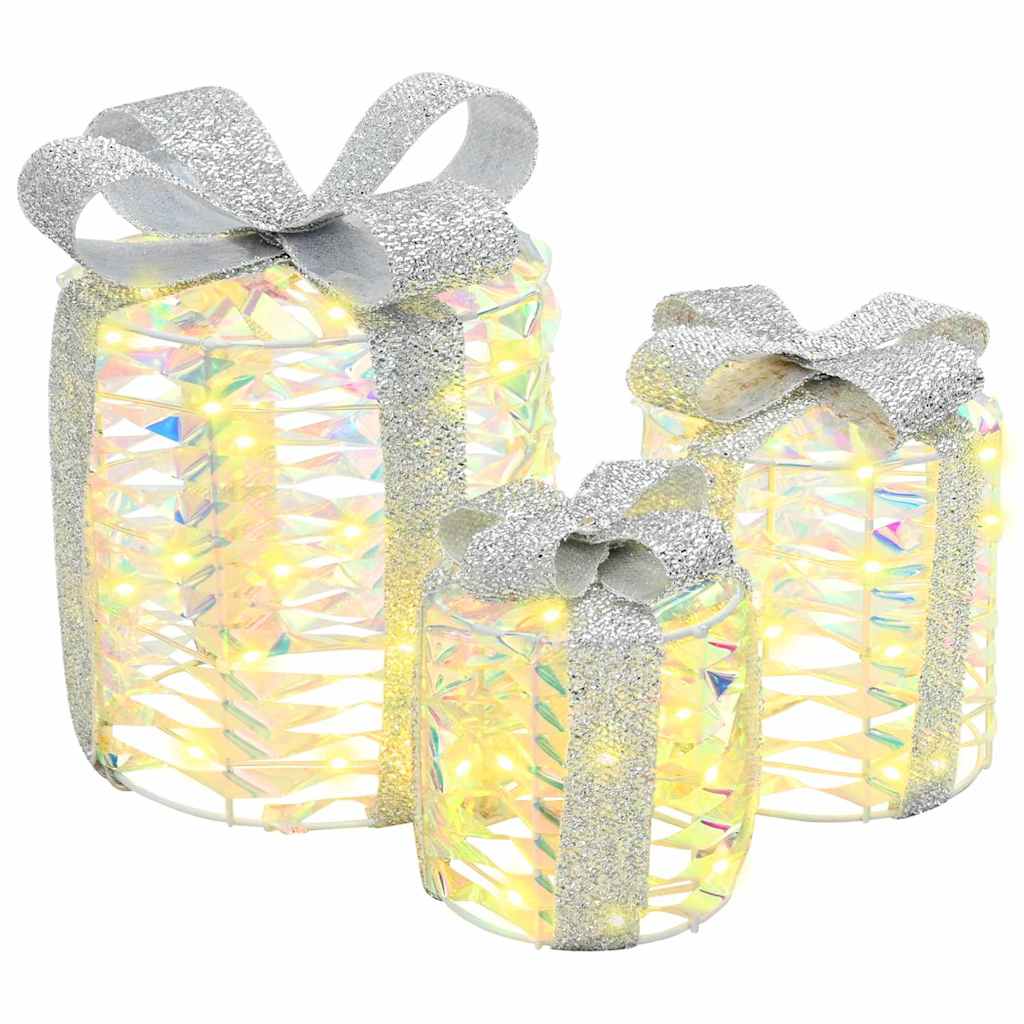 Geschenkbox Dekoration 3 pcs Warmweiß 20 x 20 x 20 cm PET