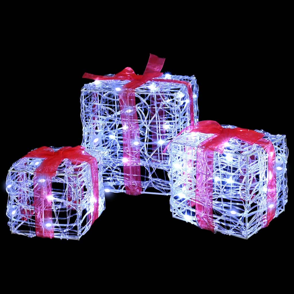 Geschenkbox mit 60 LEDs 3 pcs Kaltweiß 20 x 20 x 20 cm Acryl