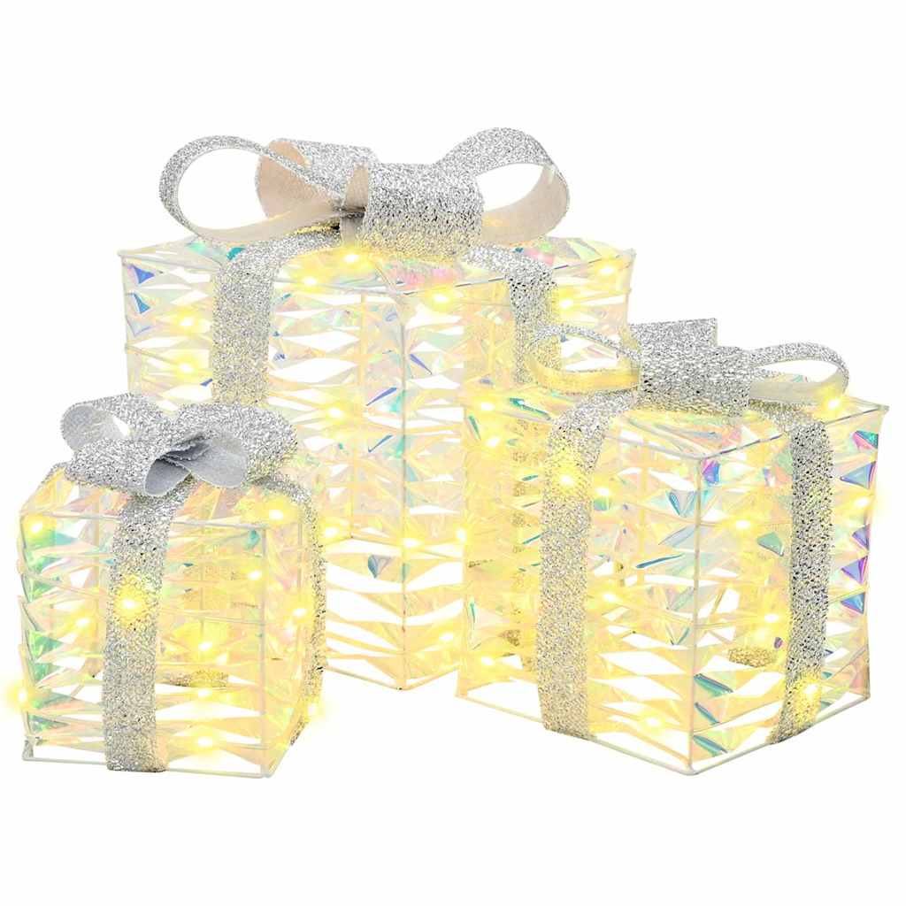 Geschenkbox mit 60 LEDs 3 pcs Warmweiß 20 x 20 x 20 cm PET