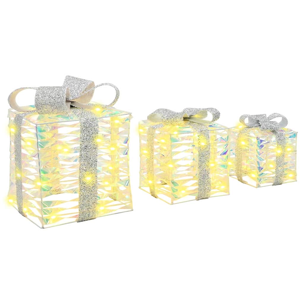 Geschenkbox mit 60 LEDs 3 pcs Warmweiß 20 x 20 x 20 cm PET